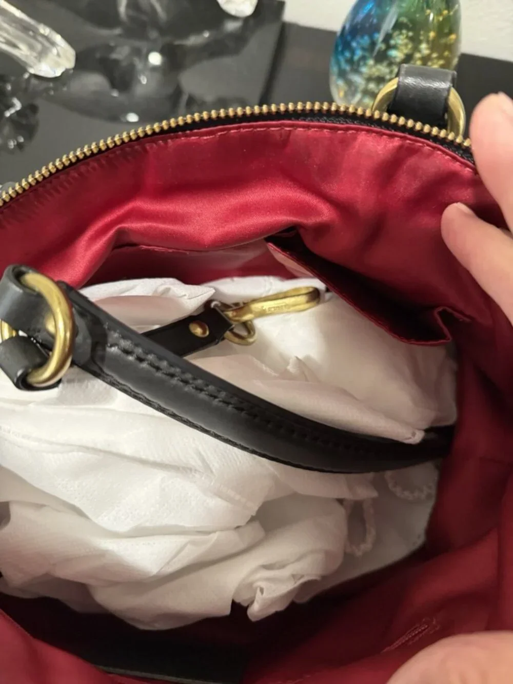 COACH BLACK LEATHER SOPHIA SATCHEL - Picture 10 of 11
